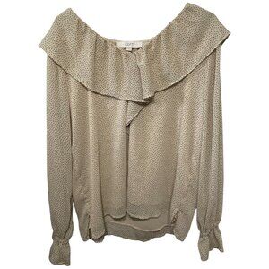 LOFT Elegant Polka Dot Ruffle Blouse – Size M
